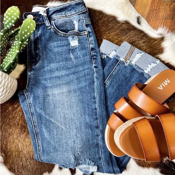 Risen Denim - NWT Risen Distressed Ankle Bootcut Cuff Bottom Jeans Sz 30